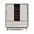 Moderner hochschrank aus holz mit weißen türen und 80 x 40 x 120cm größe