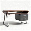 Schreibtisch aus Holz mit Metallbeinen und zwei Schubladen 120 x 60 x 75cm