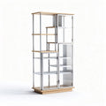 Glasvitrine aus aluminium und holz mit drei regalen maße 80 x 40 x 180cm