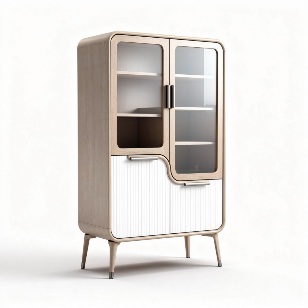 Glasvitrine aus Holz mit zwei Türen zur Aufbewahrung in modernem Design