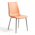 Stuhl aus orangefarbenem Kunstleder mit metallischem Gestell 45 x 45 x 85cm