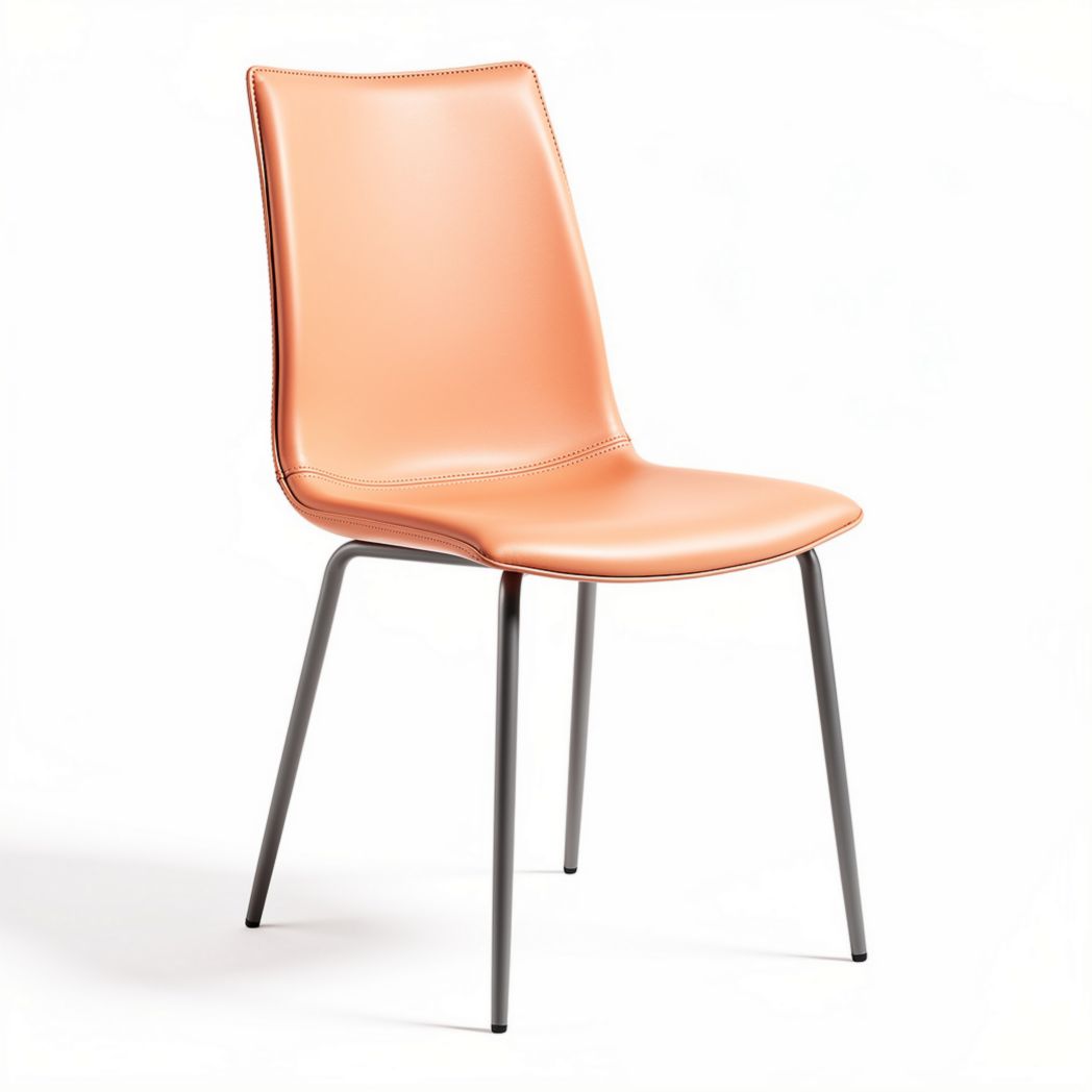 Stuhl aus orangefarbenem Kunstleder mit metallischem Gestell 45 x 45 x 85cm