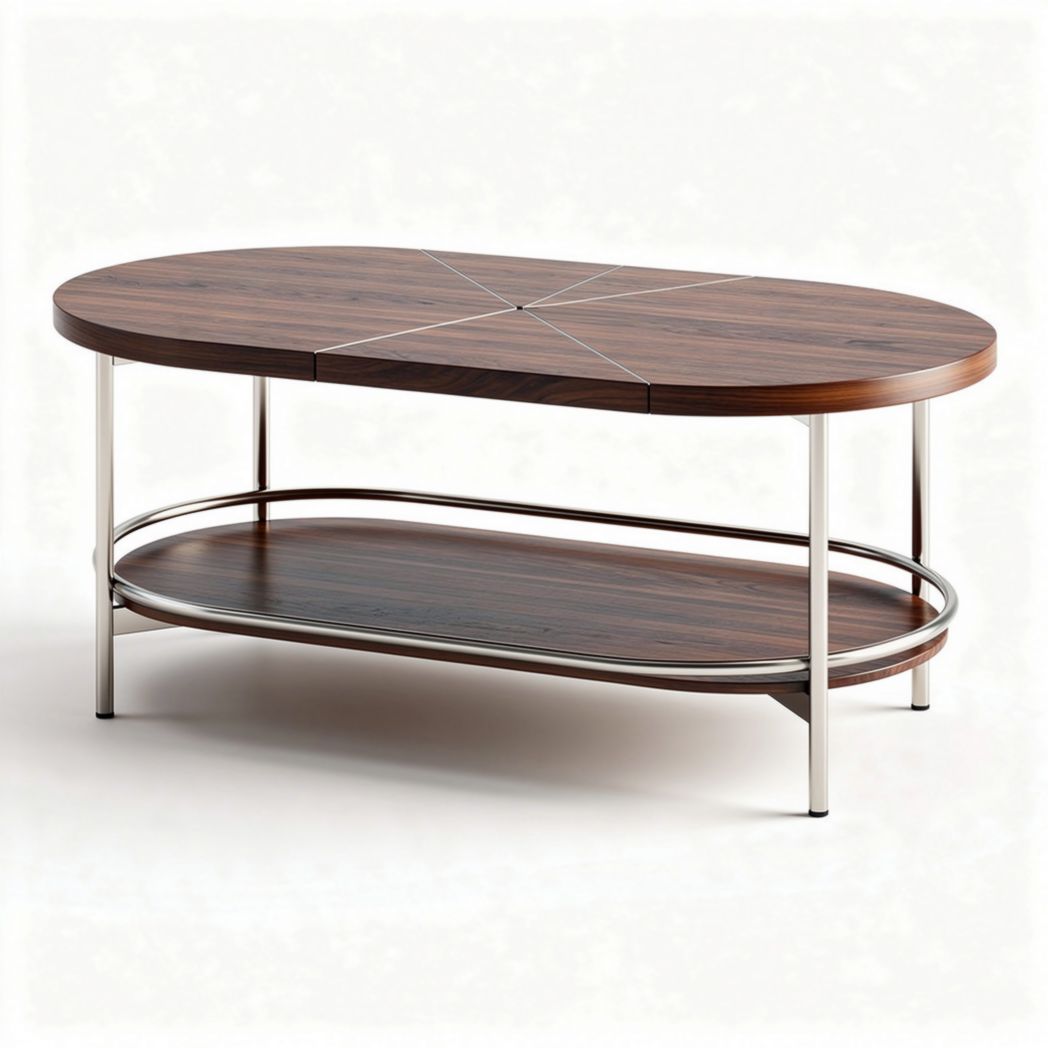 Kaffeetisch aus Holz mit metallischem Gestell 120 x 60 x 40cm oval design